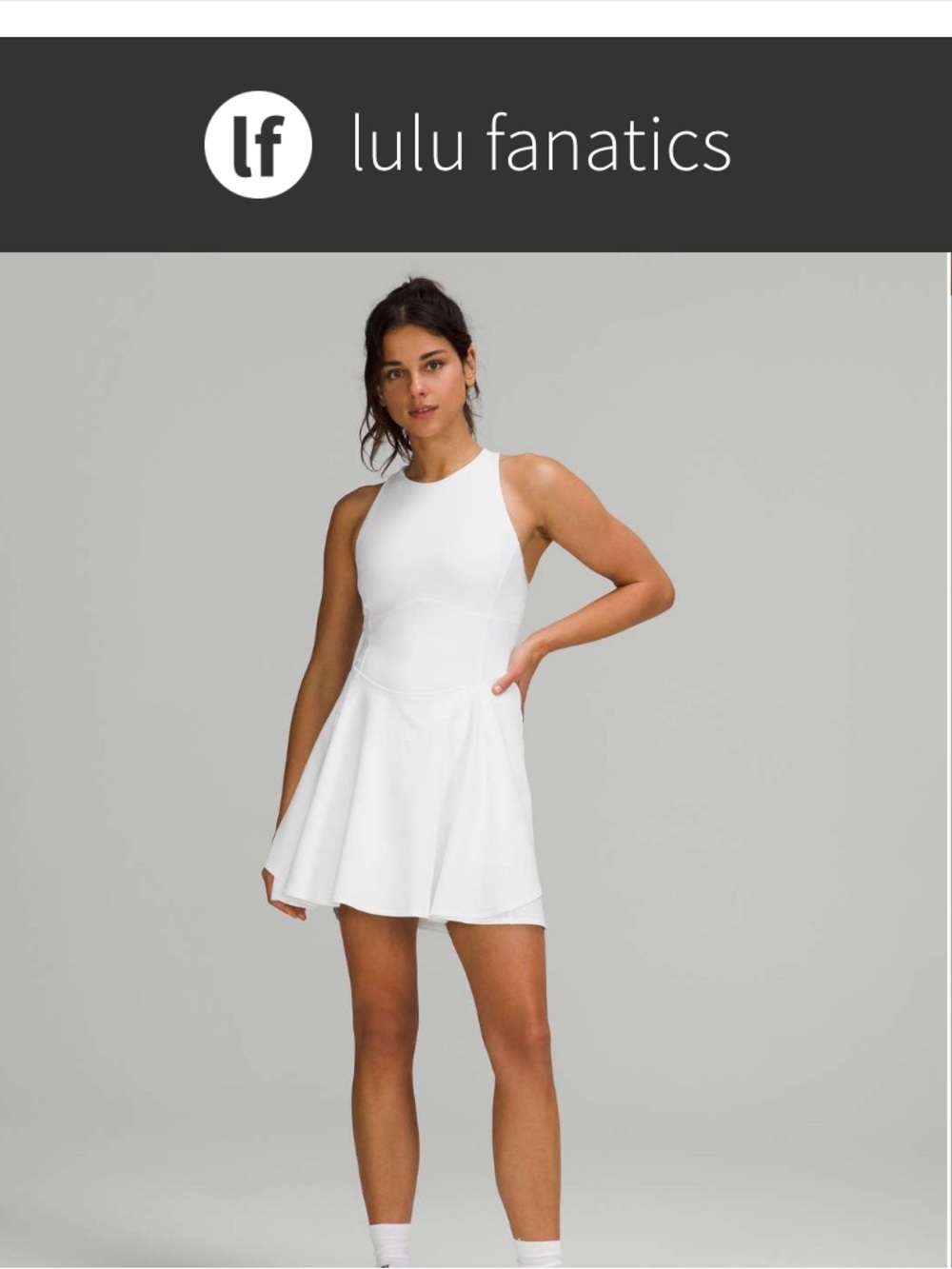 Lululemon Court Crush Dress w Bike Shorts Sz 12 White Tennis Golf 1272